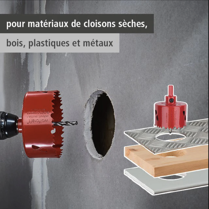Scie cloche Wolfcraft trou percage cloison