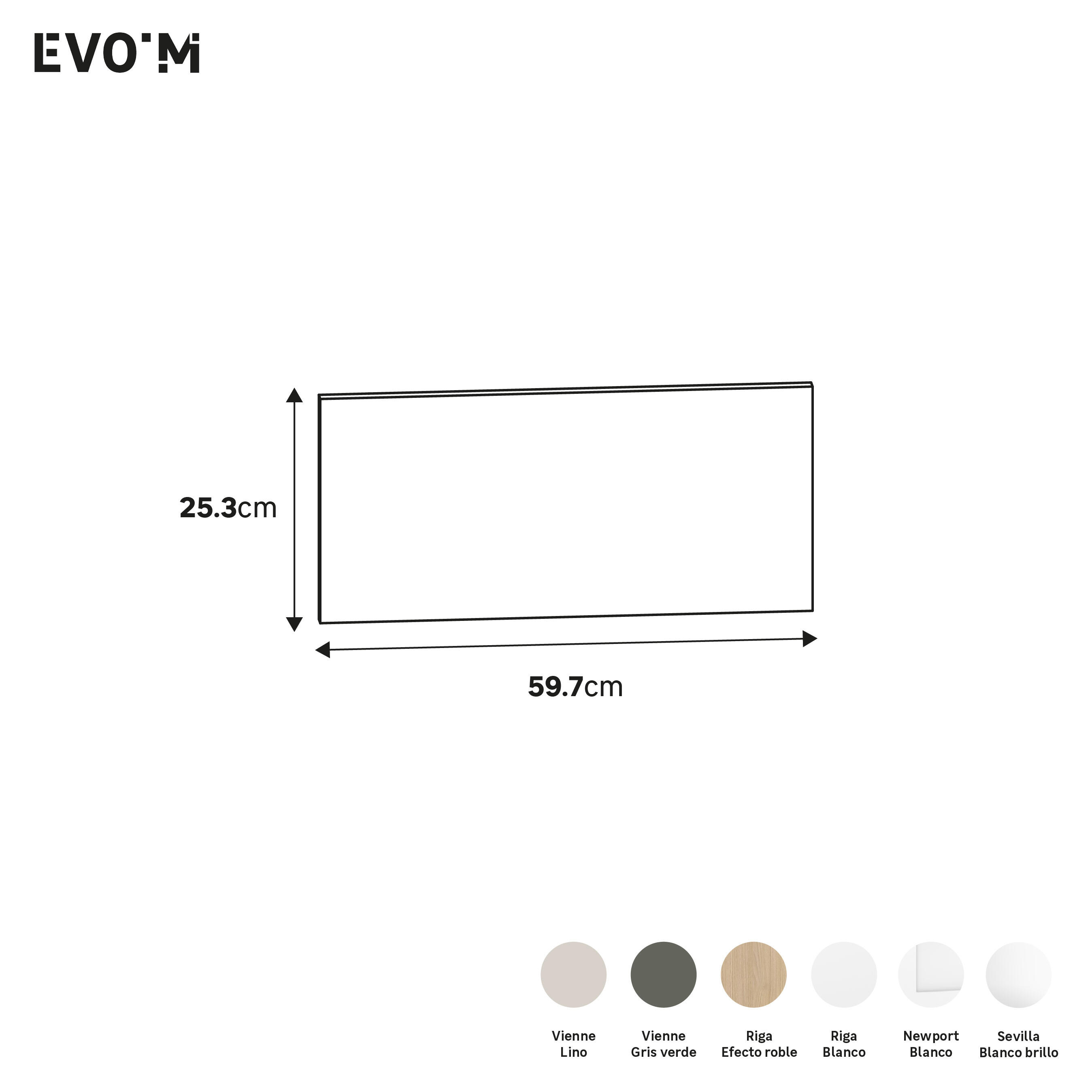 Frente para cajon exterior de módulo de armario Spaceo Evo'M Sevilla blanco 60x25.6 cm - 2