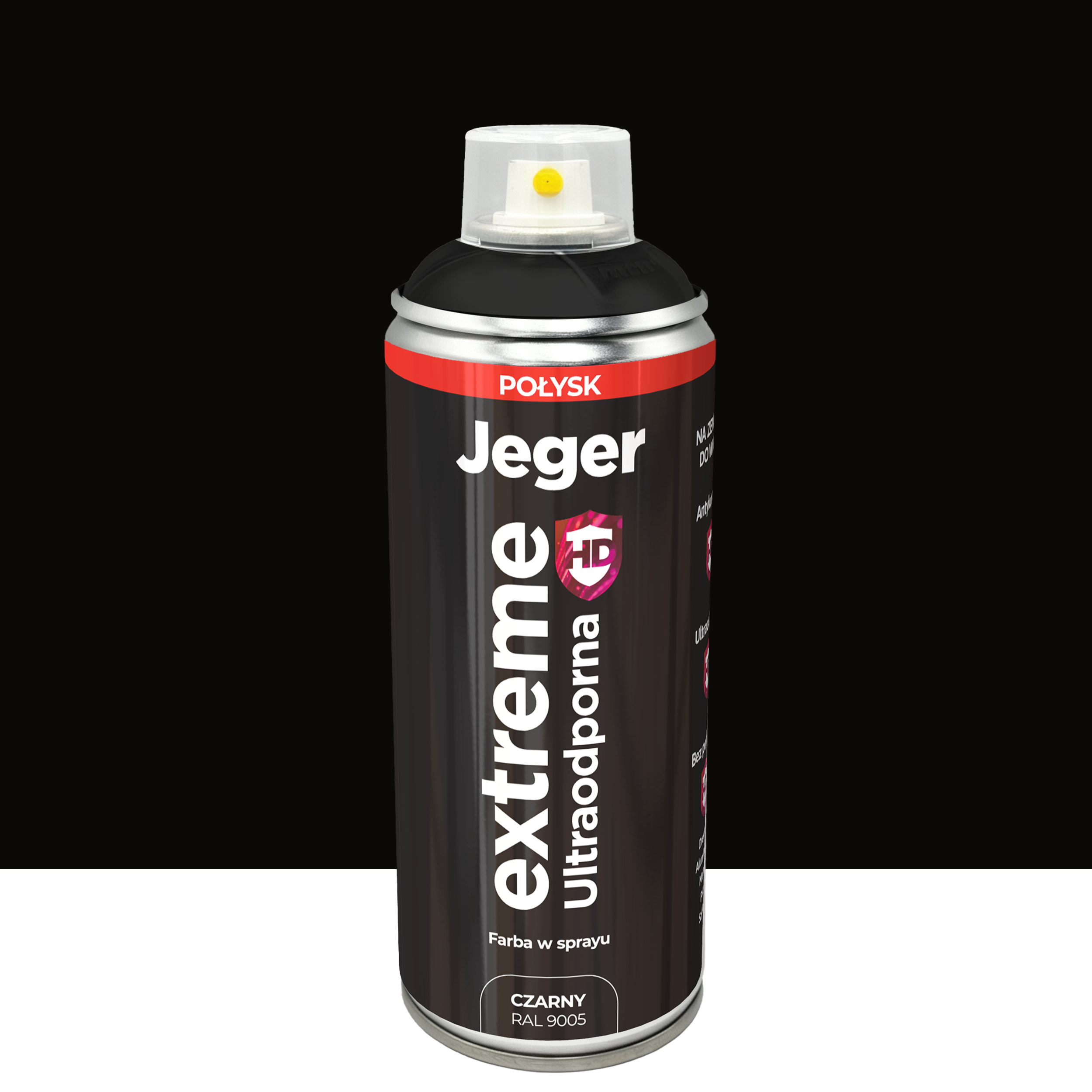 Farba w sprayu Extreme Ultraodporna 0.4 l czarny połysk Jeger