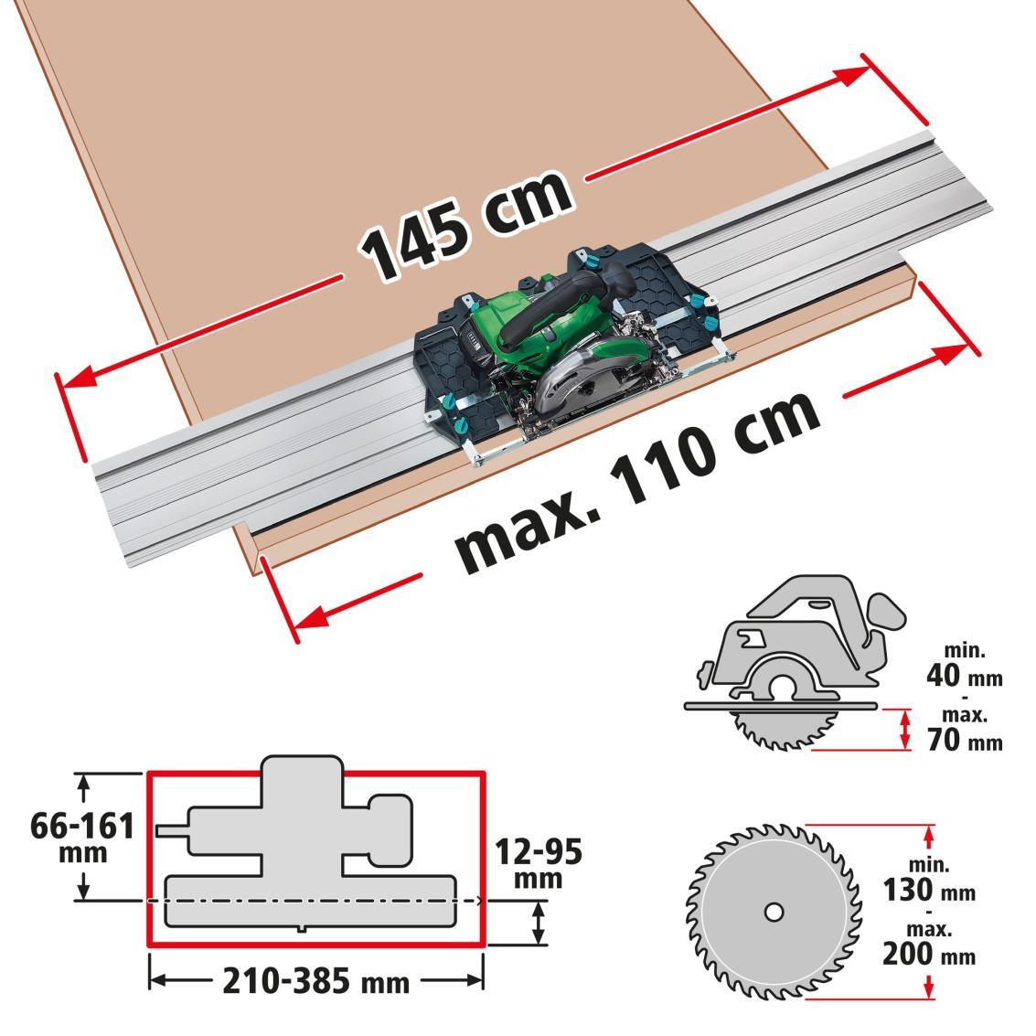 Rail de guidage WOLFCRAFT FKS 145 pour scies circulaires, 145 cm - 6