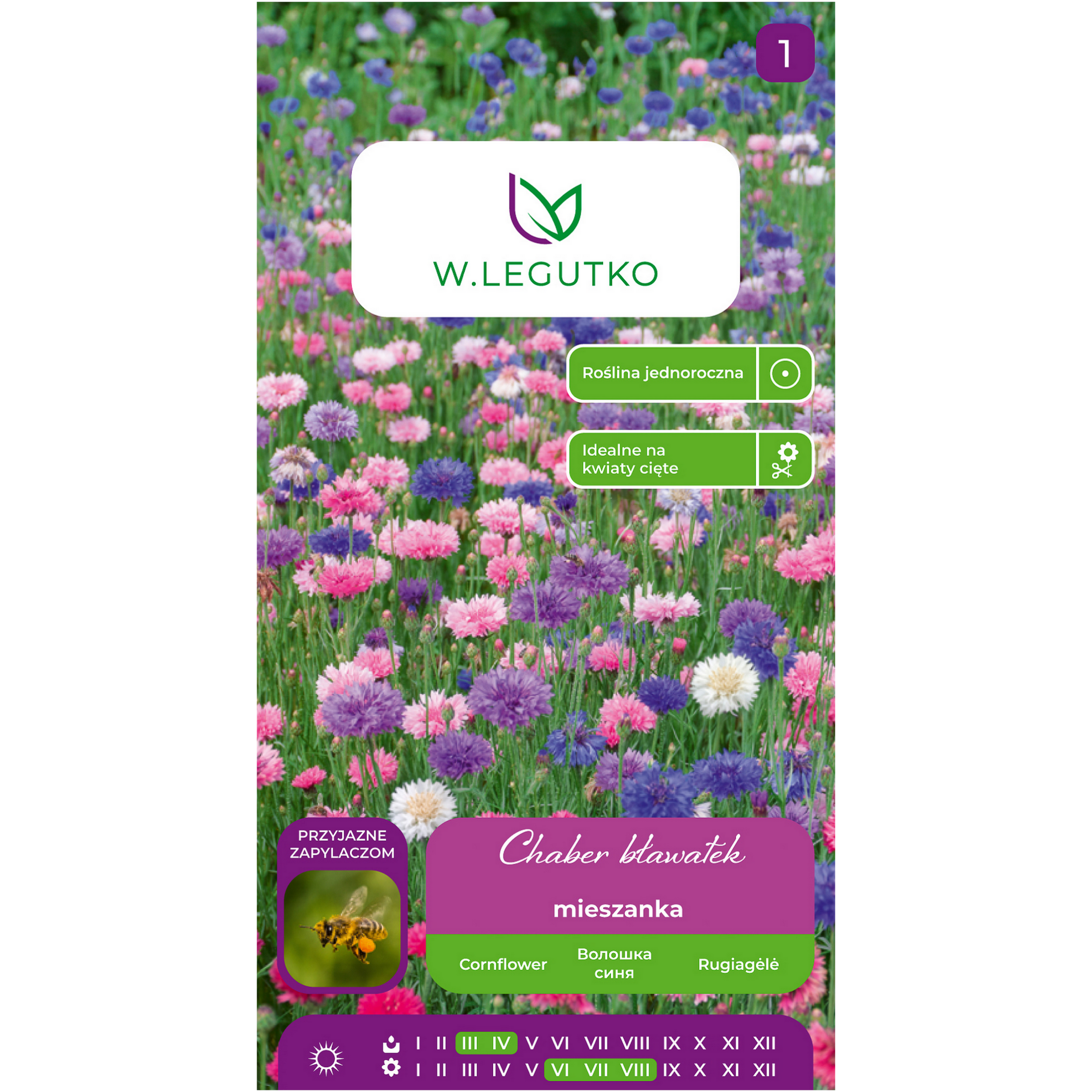 Chaber bławatek Centaurea cyanus mieszanka nasiona kwiatów W.Legutko