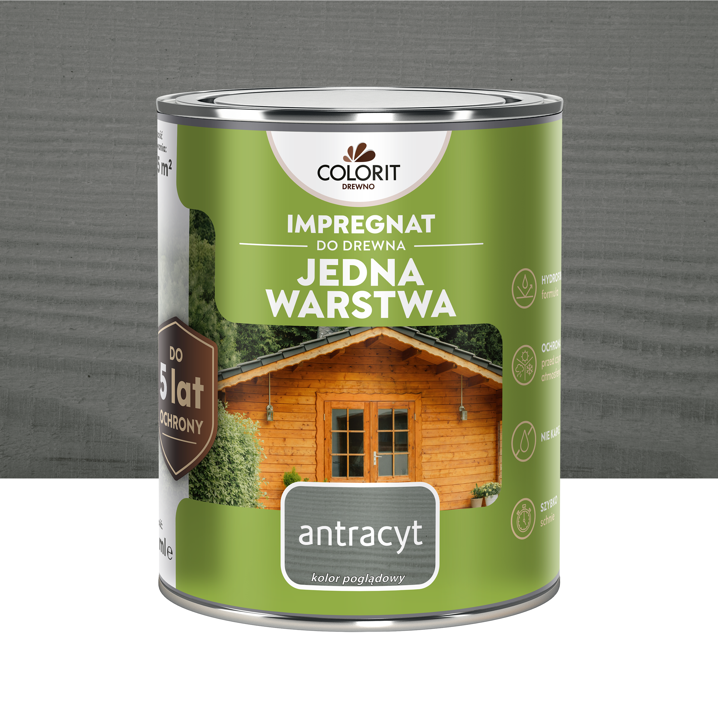 Impregnat do drewna Colorit Jedna Warstwa Antracyt 0.75L