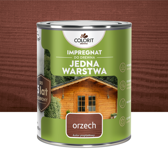 Impregnat do drewna Colorit Jedna Warstwa Orzech 0.75L