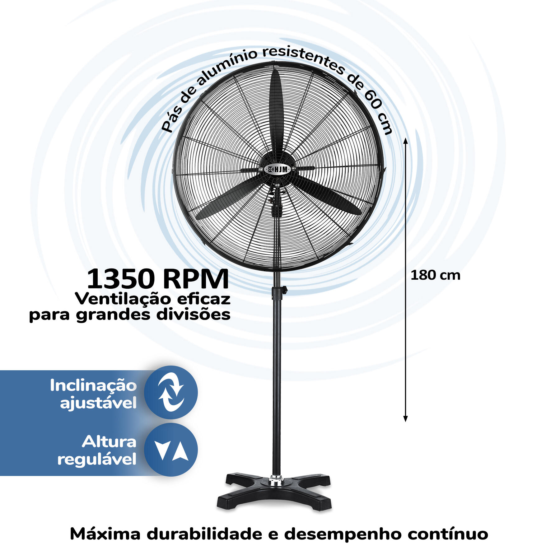 Ventoinha de pé HJM 160W PRETO - 7