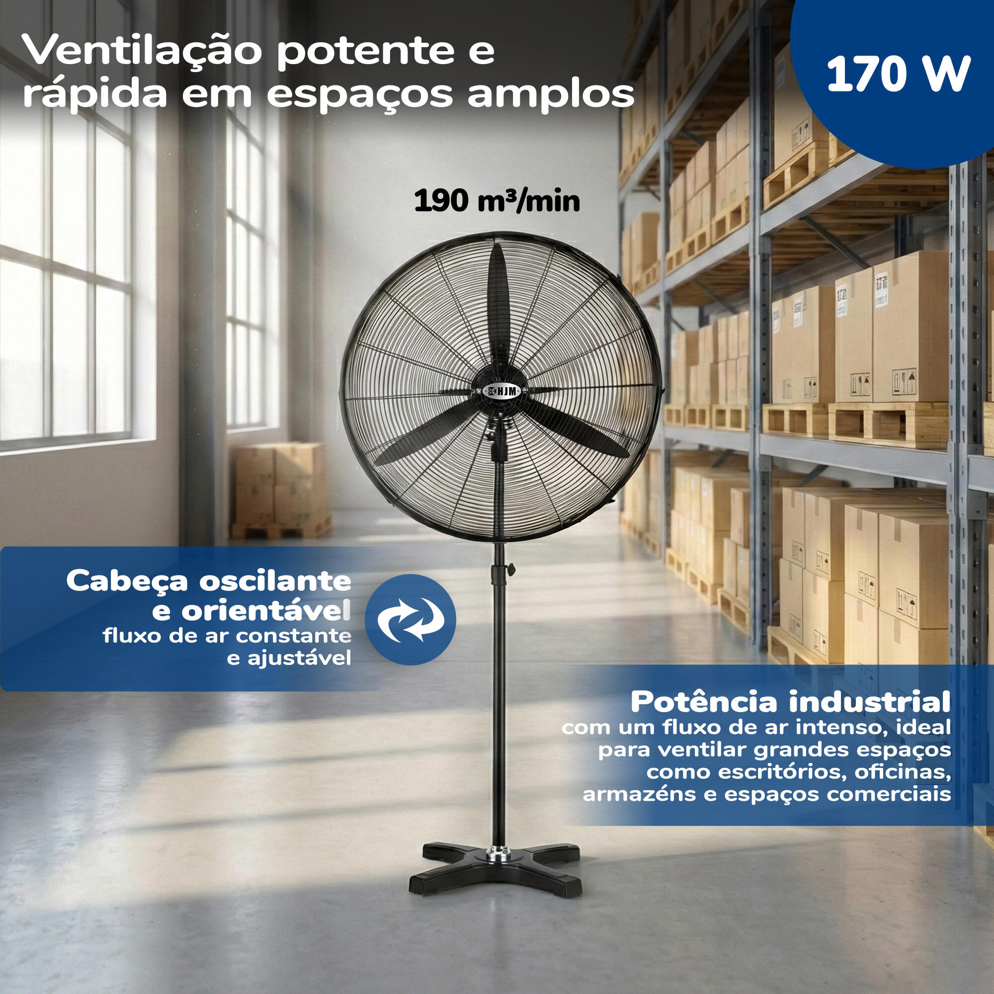 Ventoinha de pé HJM 160W PRETO - 9