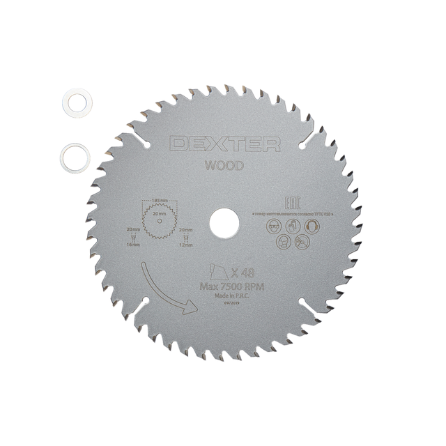 Disco de sierra circular DEXTER para madera, 185 x 20 mm y 48 dientes