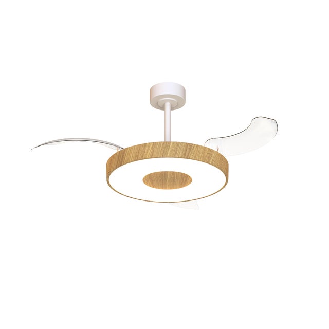 Ventilador de techo con luz silencioso DC 30W con mando y app ø106 cm Coin Fan Smart MANTRA marrón y blanco luz CCT 3 aspas retráctiles tipo lámpara| 8 velocidades| modo verano/invierno| brisa| recomendado de 13 a 20m²