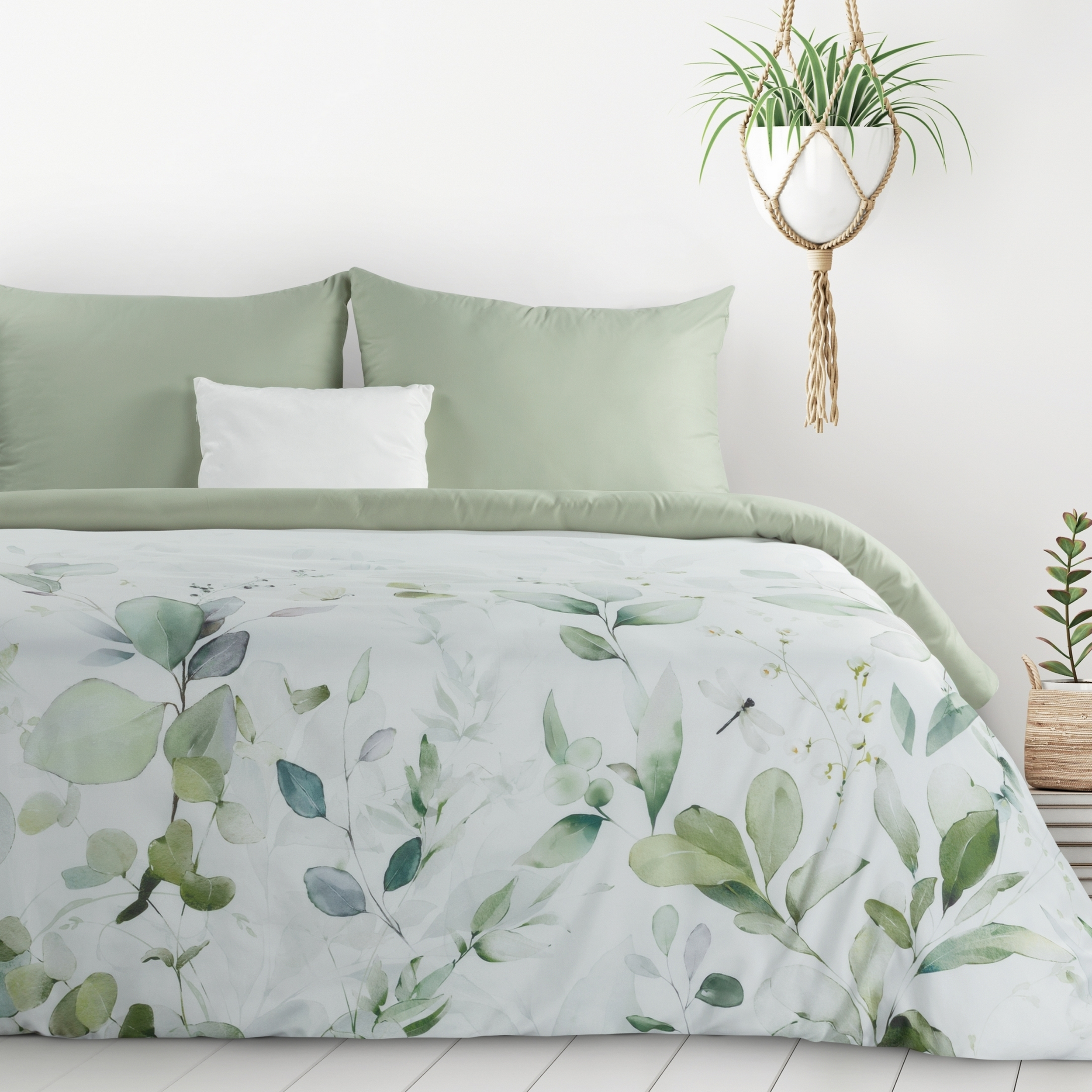 Pościel 160 x 200 cm Verano biało-zielona - 2