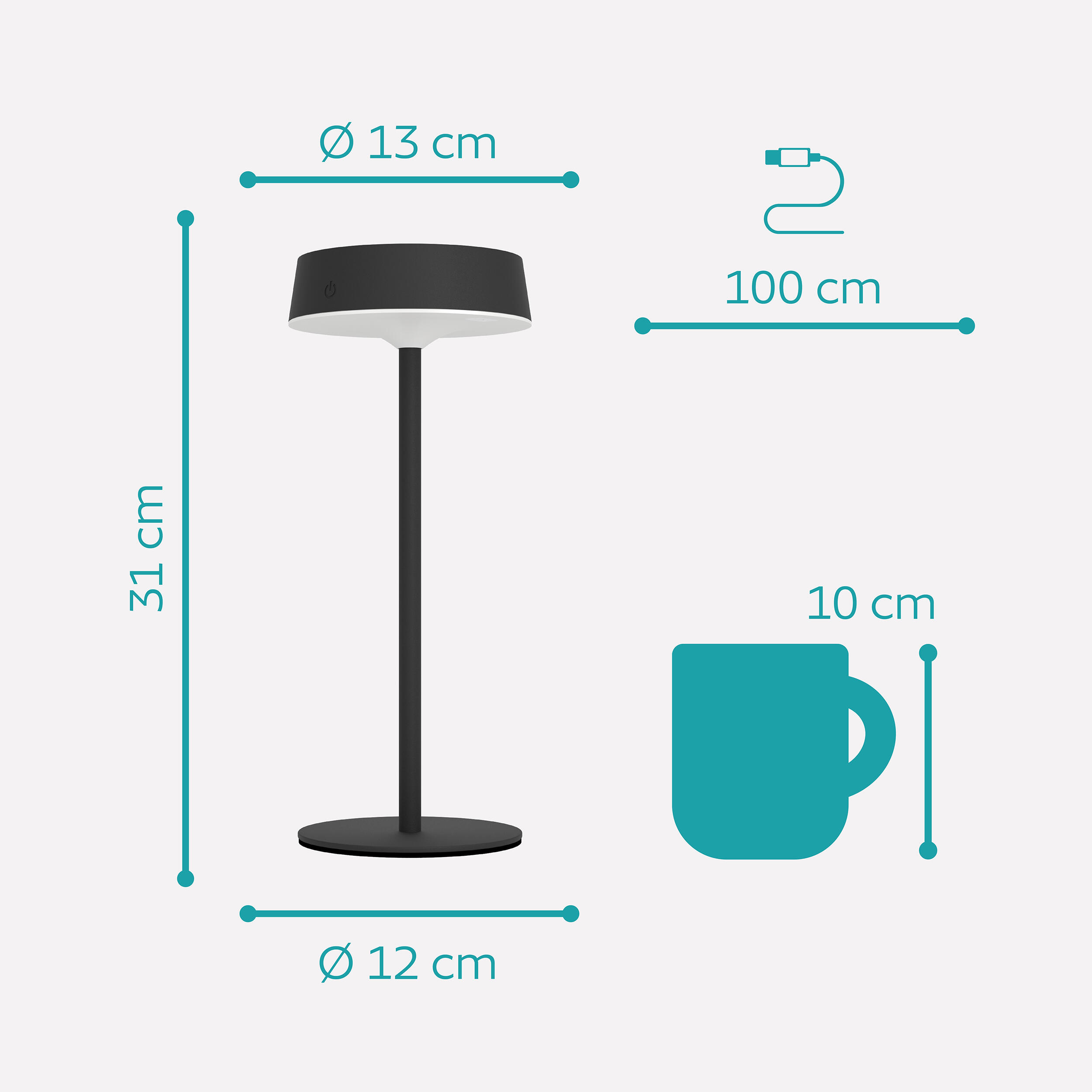 Candeeiro de mesa Port Simeri IP44 250LM cct preto - 6