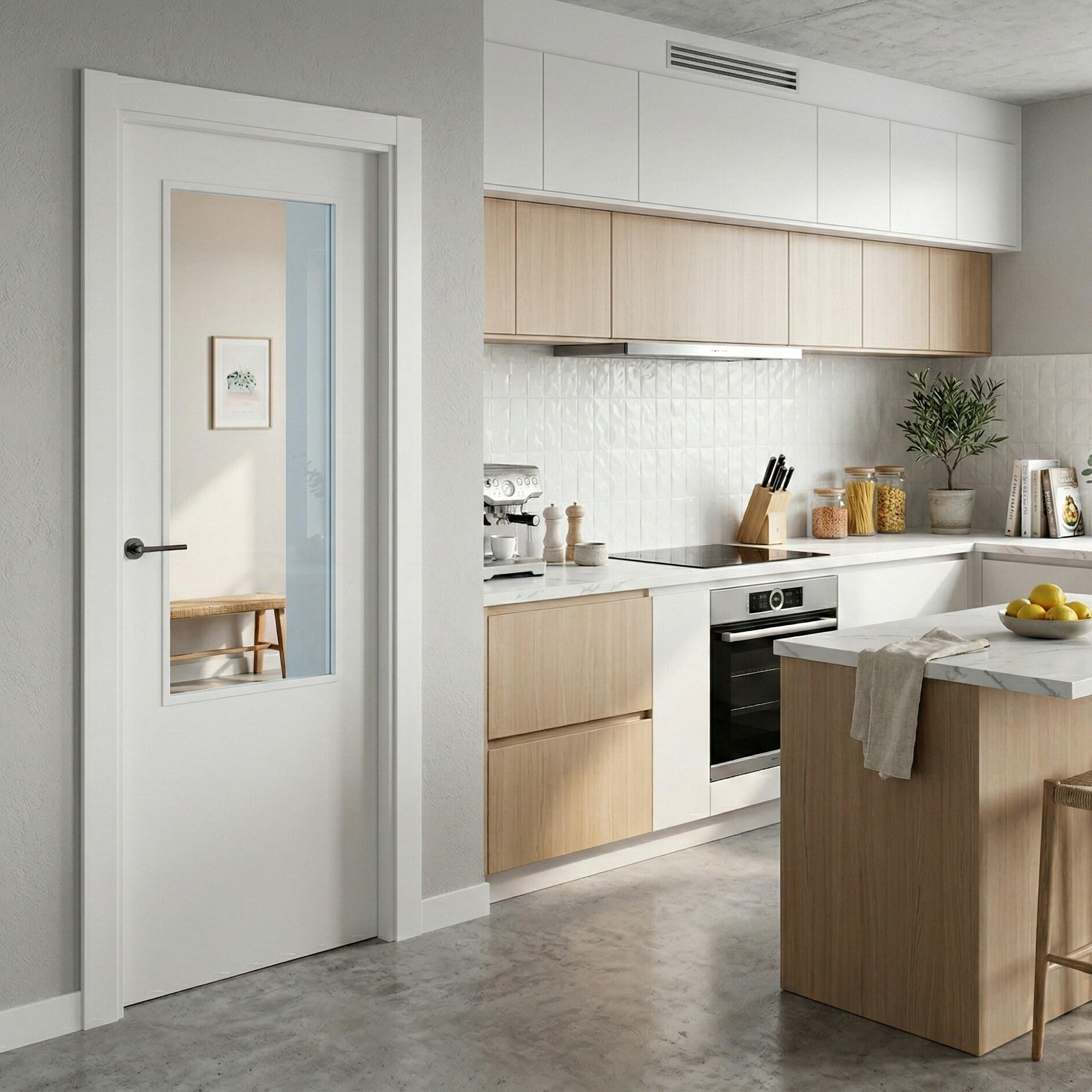 BLOCO DE PORTA LACADO BRANCO C/ ABERTURA PARA VIDRO 200X80CM DIREITA - 3
