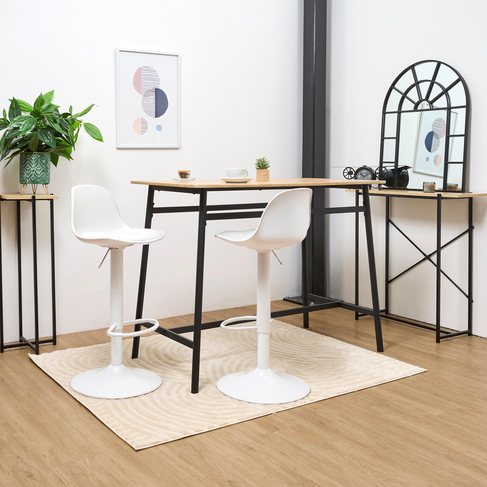 Banco de bar acolchoado 2 unidades ajustável 83 a 104 cm branco The Home Deco Factoy Isak - 4
