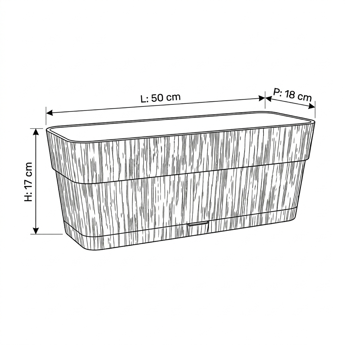 Vaso con sottovaso e supporto Ethica in polipropilene antracite L 50 x H 17 cm, 9.5 l STEFANPLAST - 4