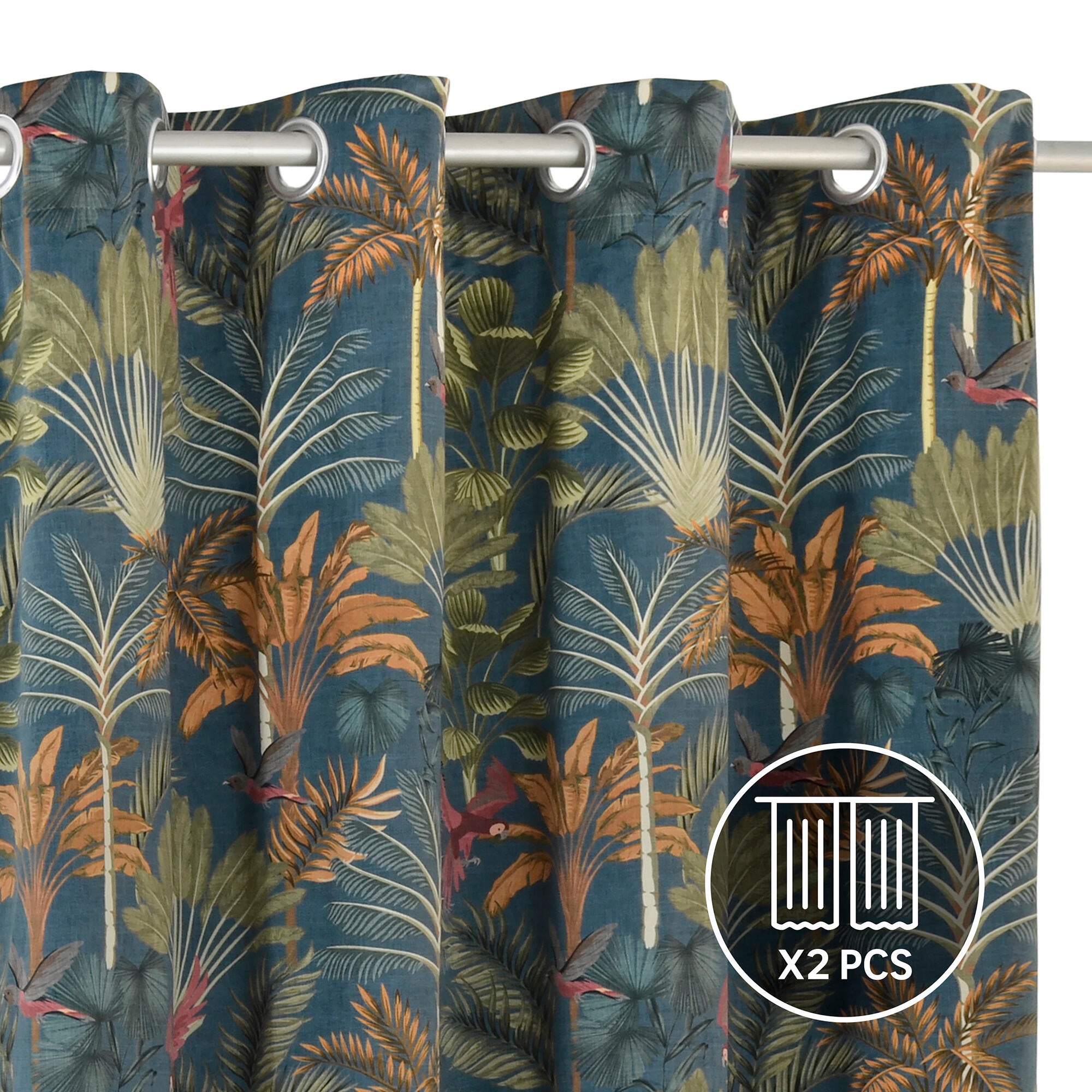 Set 2 cortinas ollaos nadjila inspire de 140x280cm planta multicolor