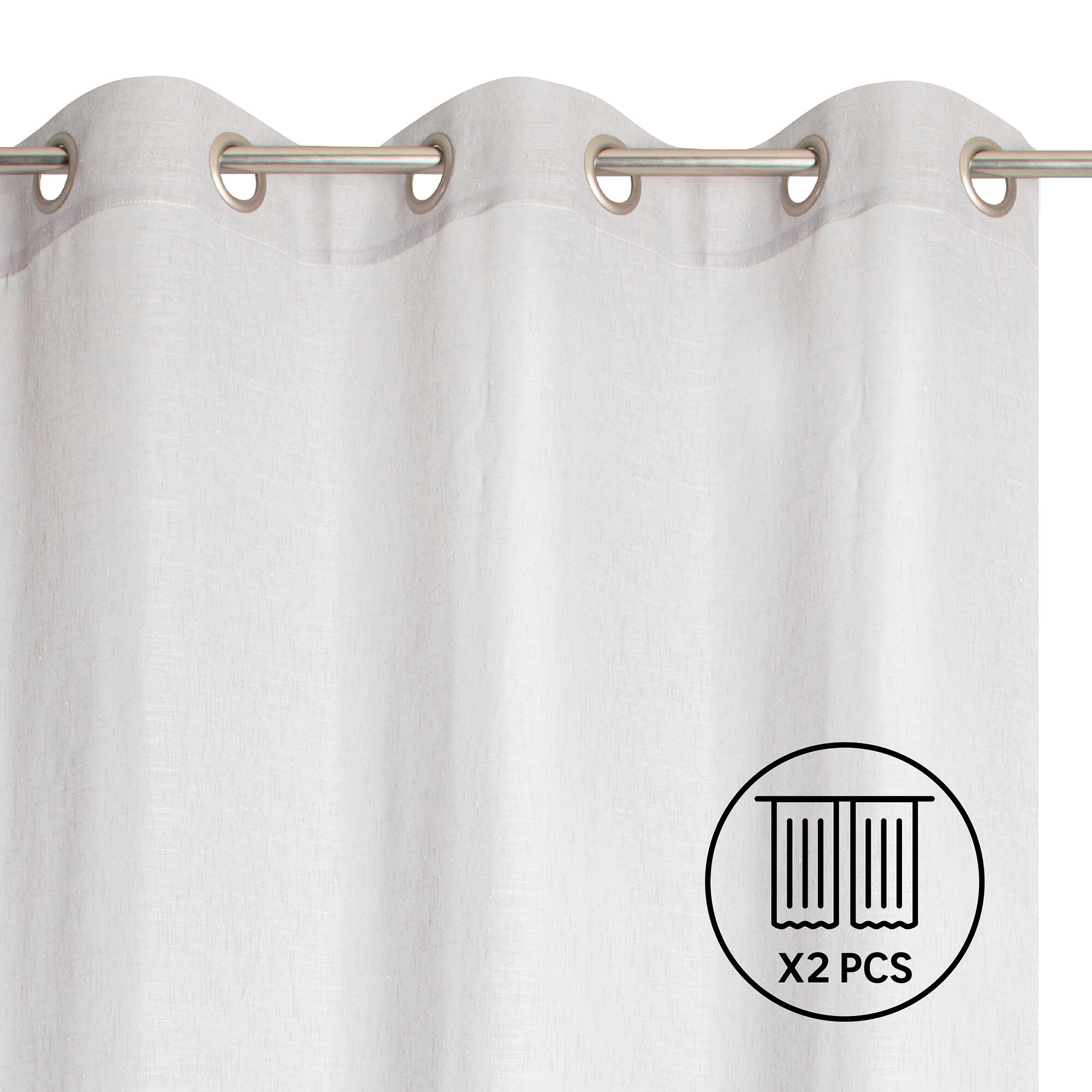Set 2 visillos ollaos cambria inspire de 140x280cm liso gris granito