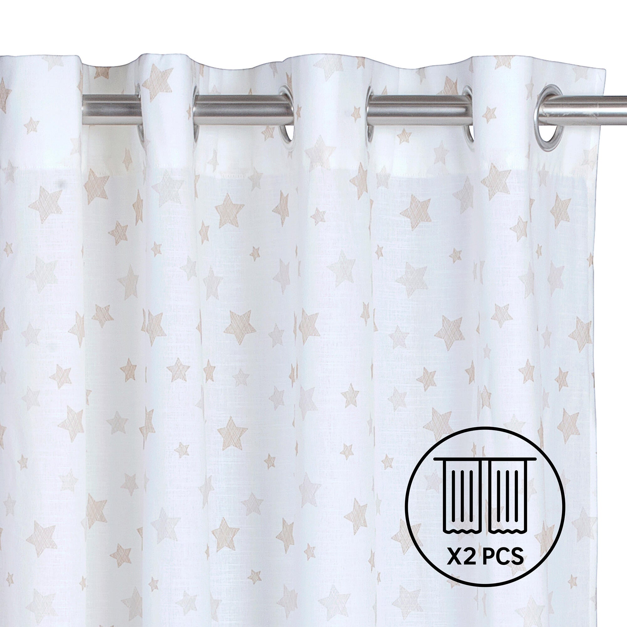 Set 2 visillos ollaos tarame algodón inspire de 140x270cm blanco