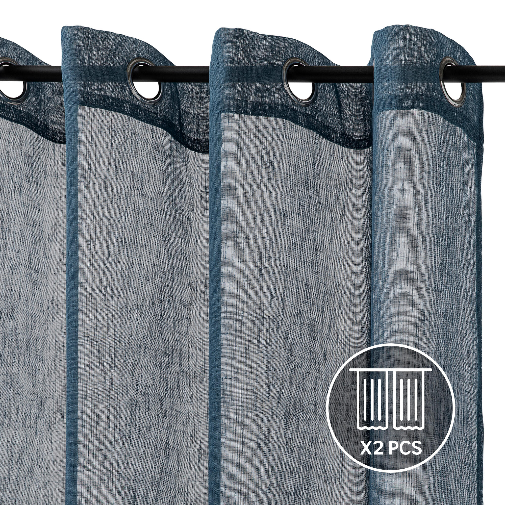 Set 2 visillos ollaos giani inspire de 140x280cm liso azul