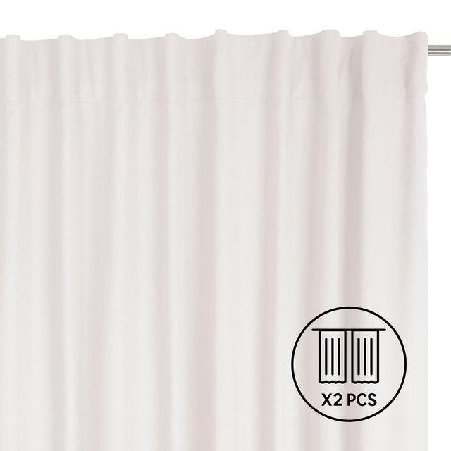 Set 2 Cortinas cinta frunce, trabilla oculta Kalpe algodón INSPIRE de 200x280cm liso blanco