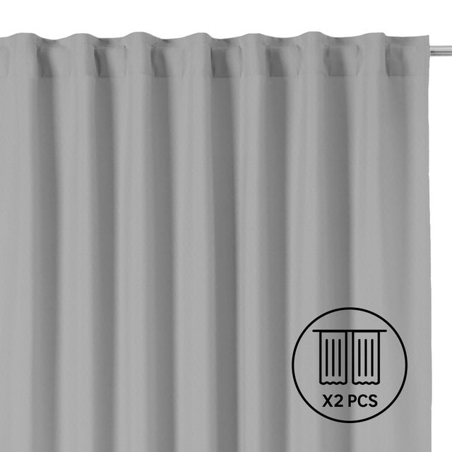 Set 2 Cortinas cinta frunce, trabilla oculta Annalise INSPIRE de 200x280cm liso gris granito