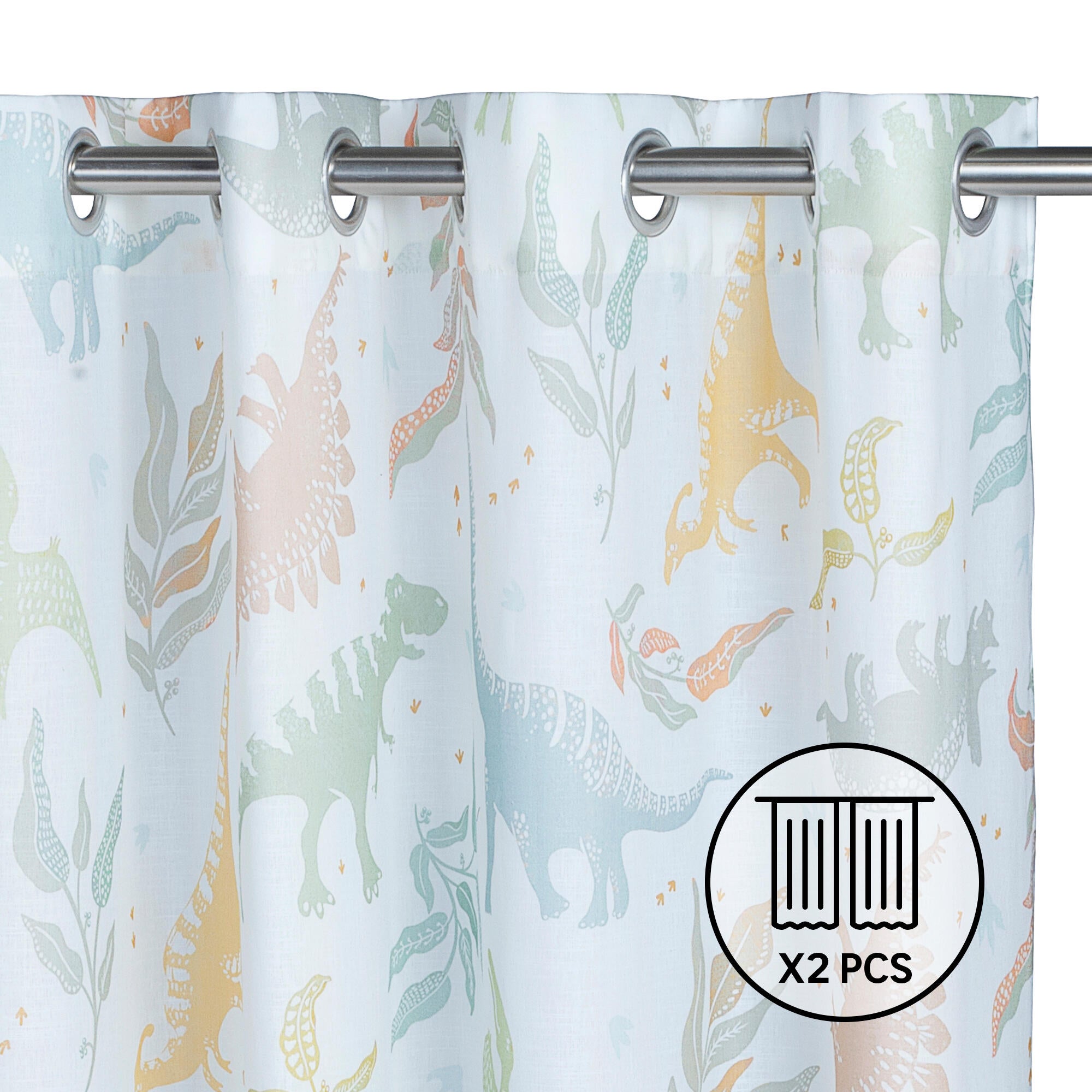 Set 2 visillos ollaos messydinos algodón inspire de 140x270cm blanco