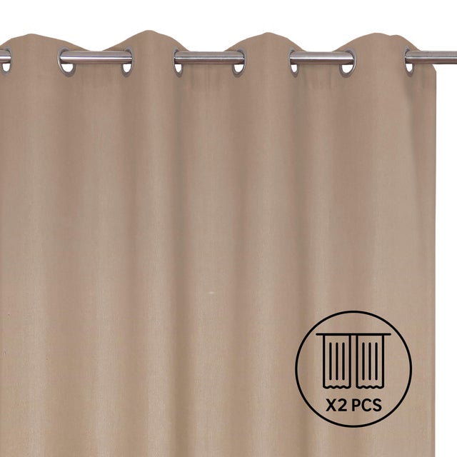 Set 2 Cortinas ollaos Kalpe algodón INSPIRE de 140x280cm liso beige trench