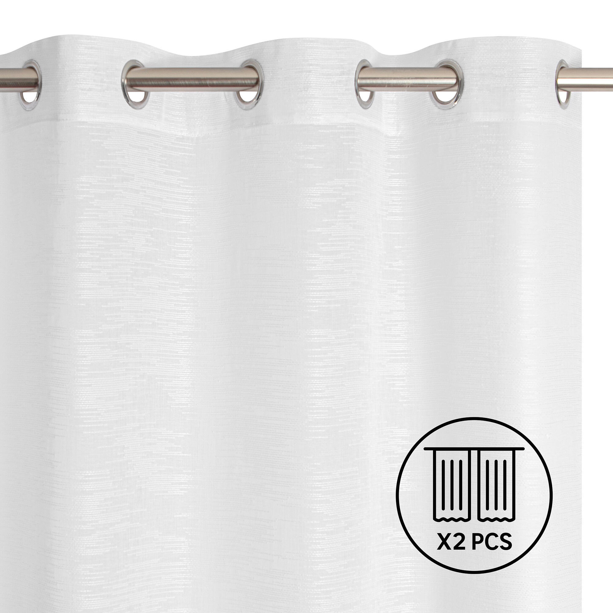 Set 2 visillos ollaos maryne inspire de 140x280cm con líneas blanco