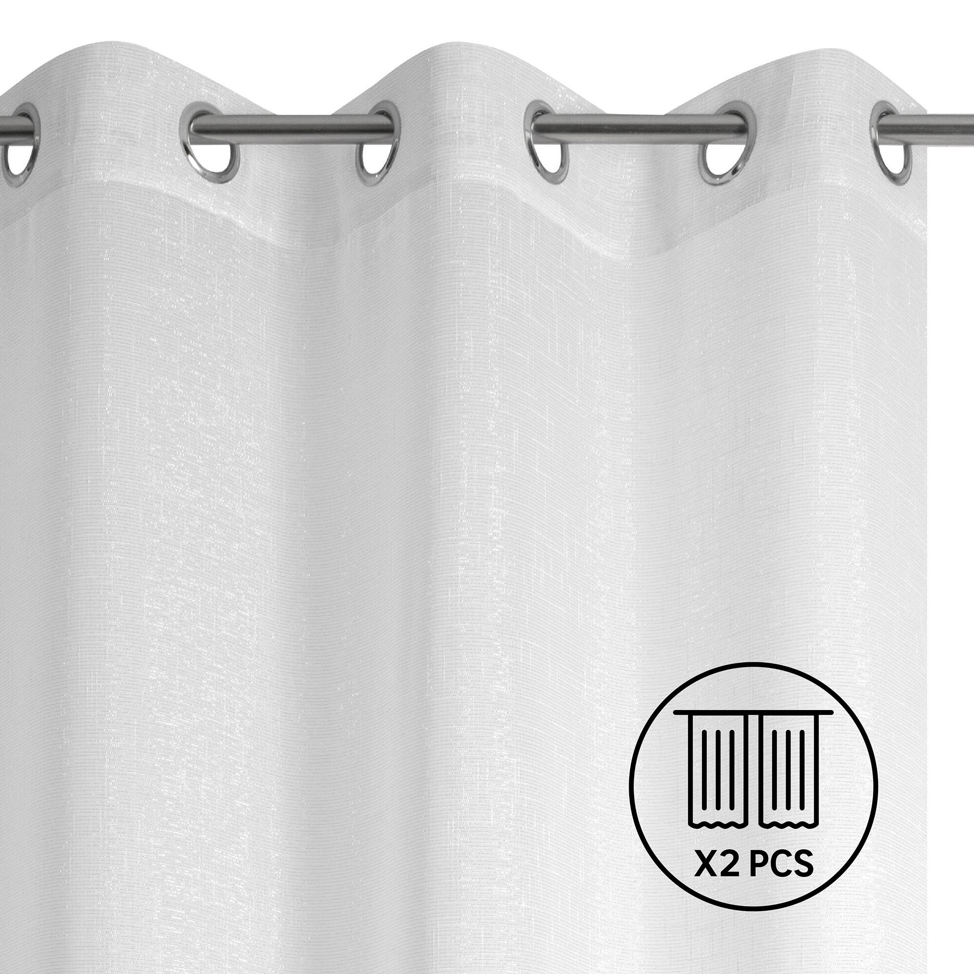 Set 2 visillos ollaos harlana inspire de 135x280cm liso blanco