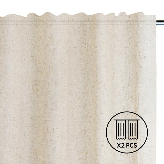 Set 2 Visillos cinta frunce, trabilla oculta New Teo INSPIRE de 300x280cm beige natural