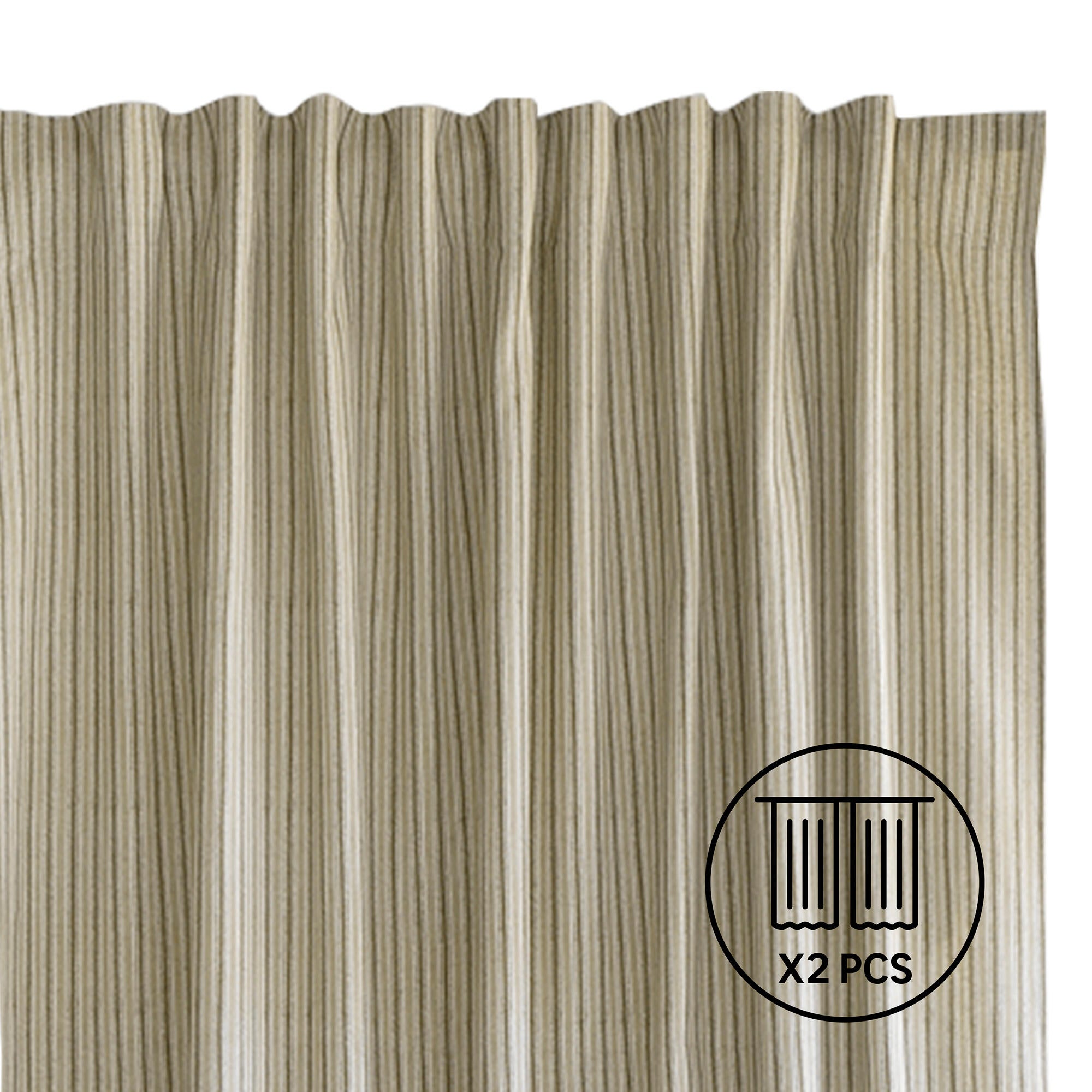 Set 2 cortinas stefanny algodón rayas rayas azules sobre un fondo crudo de 200x280cm