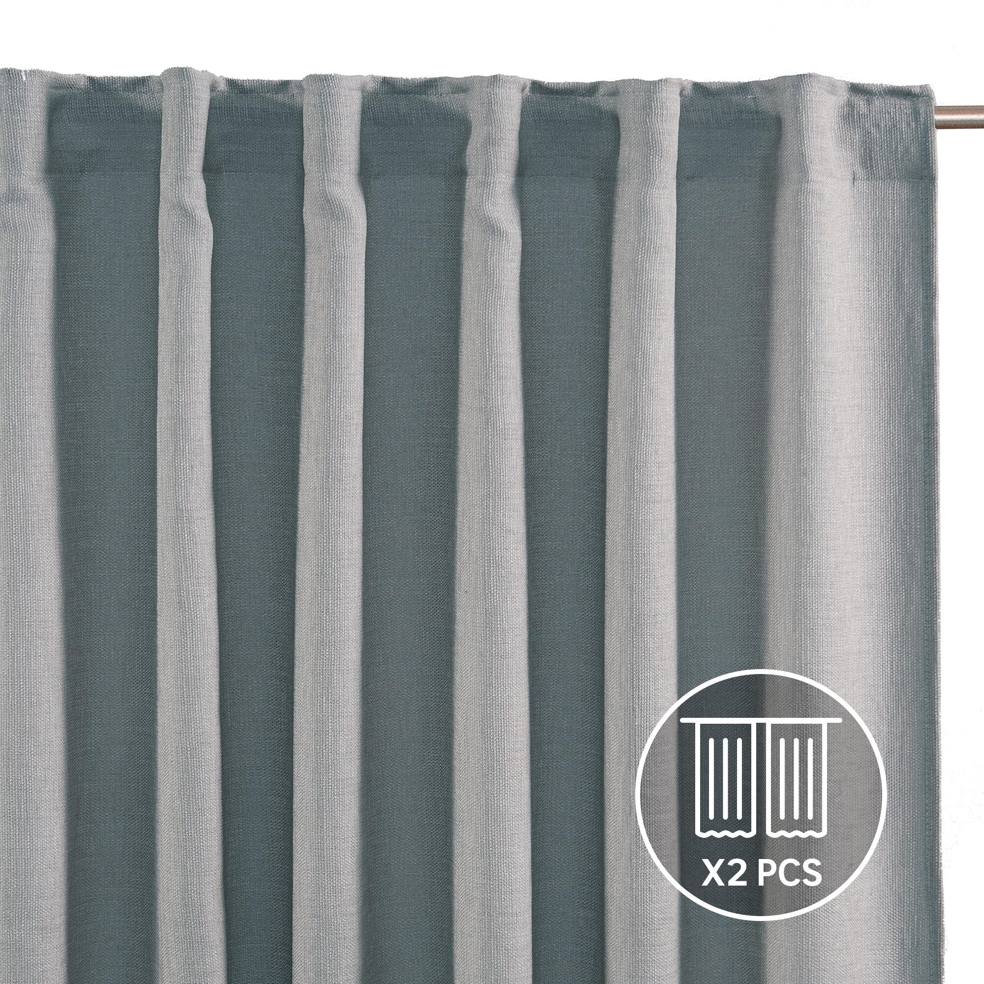 Set 2 cortinas cinta frunce, trabilla oculta gita inspire de 200x280cm liso gris granito
