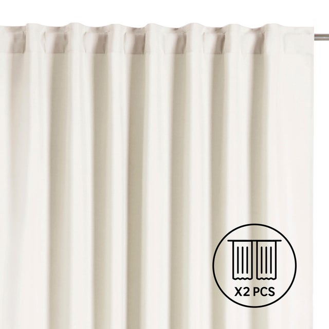 Set 2 Cortinas cinta frunce, trabilla oculta Pharell algodón INSPIRE de 140x280cm liso blanco