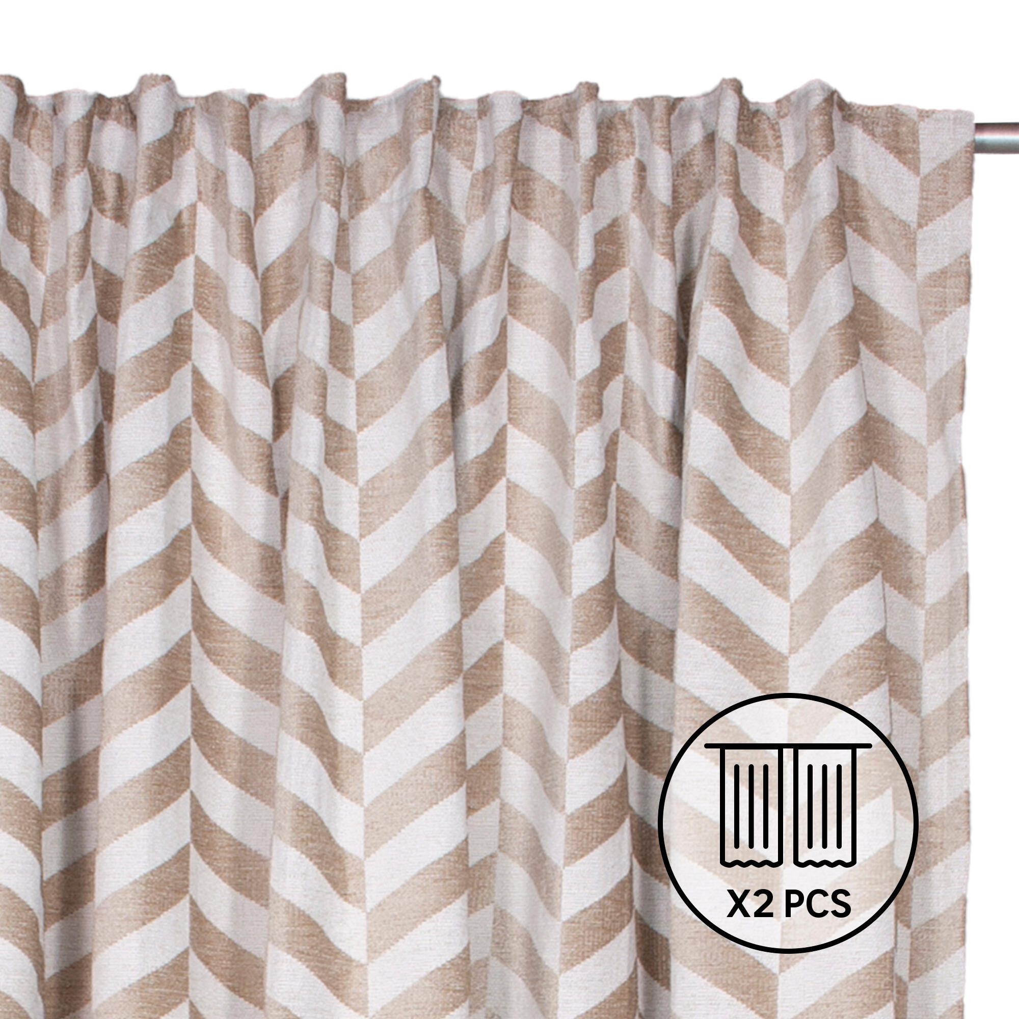 Set 2 cortinas cinta frunce, trabilla oculta magnus inspire de 300x280cm espigas beige khol