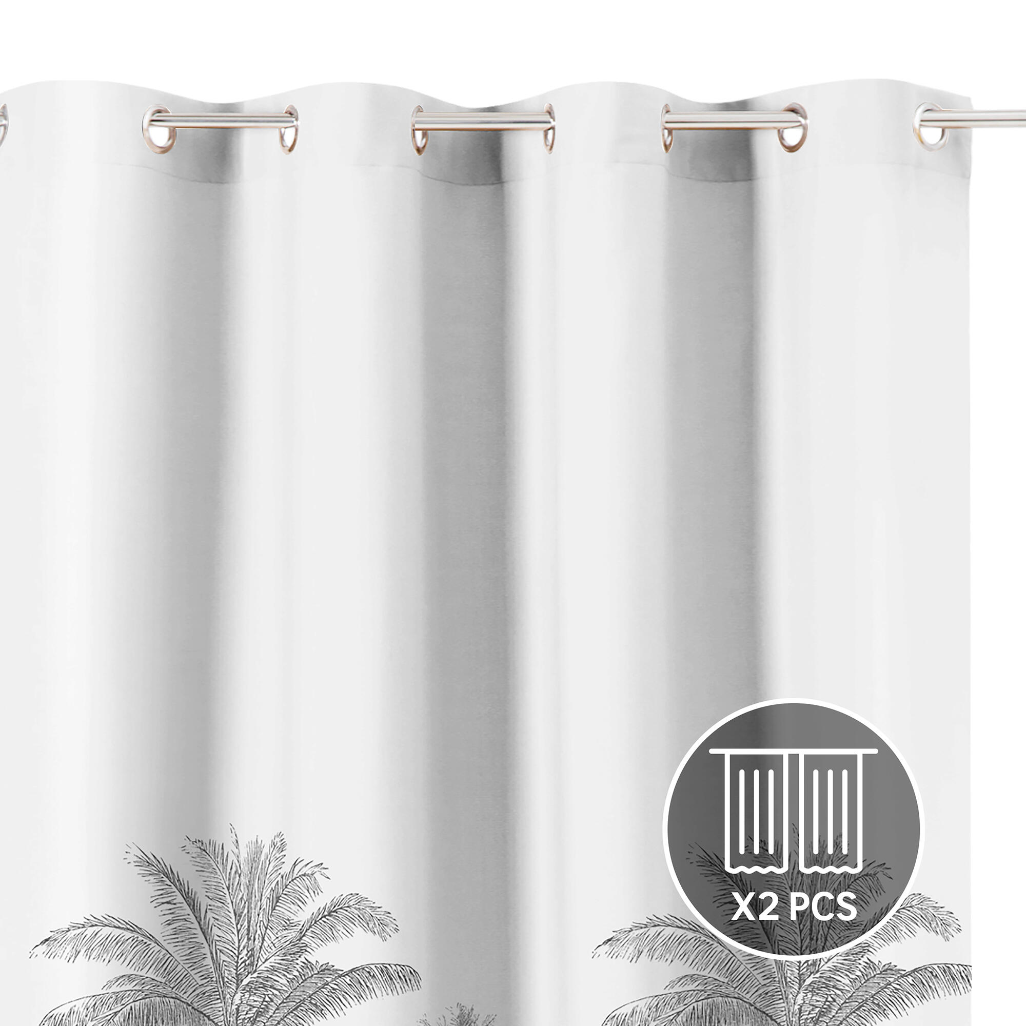 Set 2 cortinas ollaos jugle inspire de 140x280cm liso blanco, negro