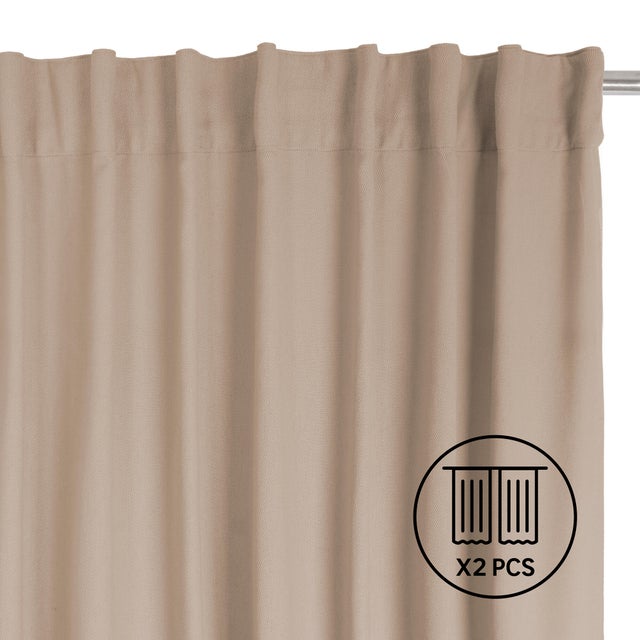 Set 2 Cortinas cinta frunce, trabilla oculta Kalpe algodón INSPIRE de 140x280cm beige trench