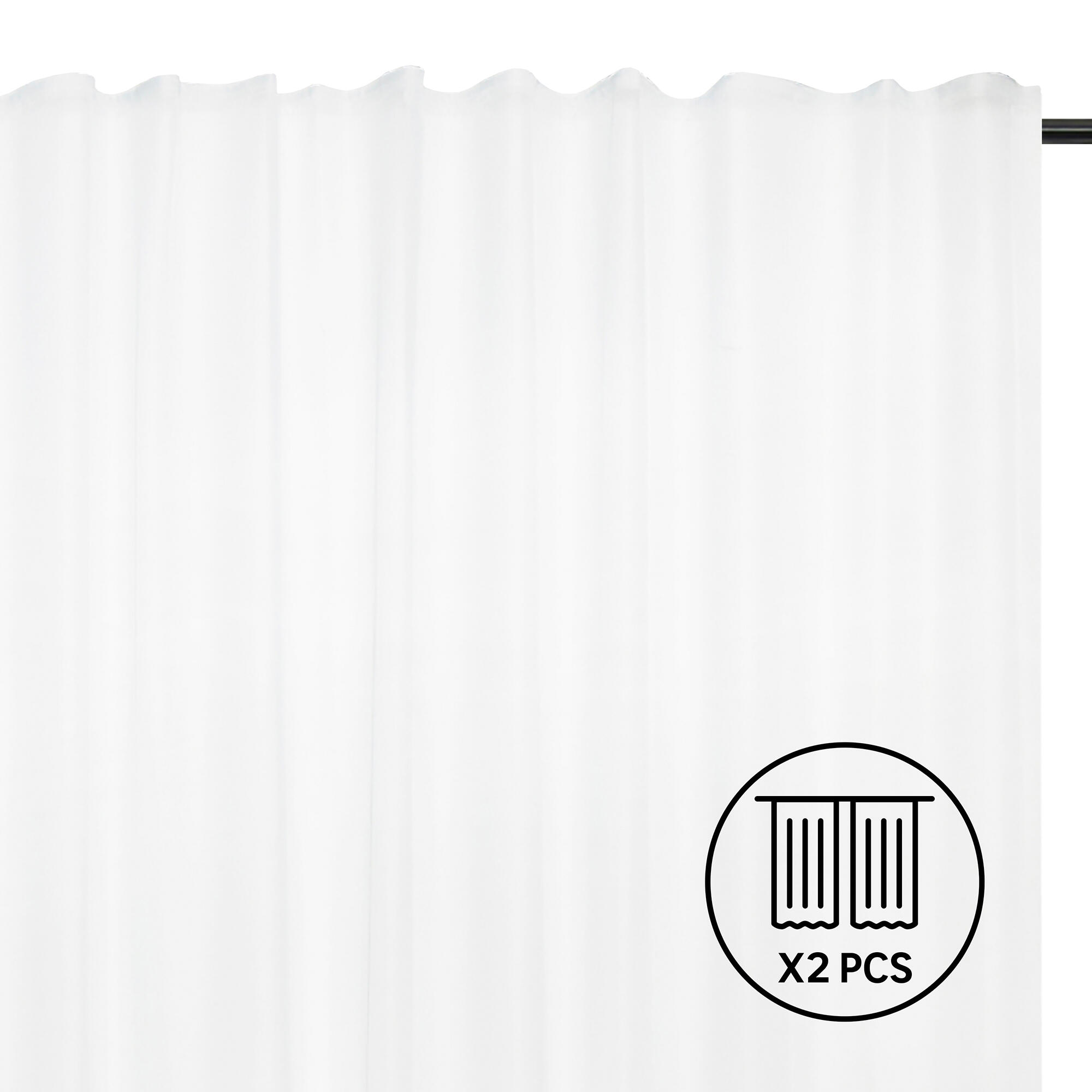 Set 2 visillos cinta frunce polyone inspire de 300x280cm liso blanco