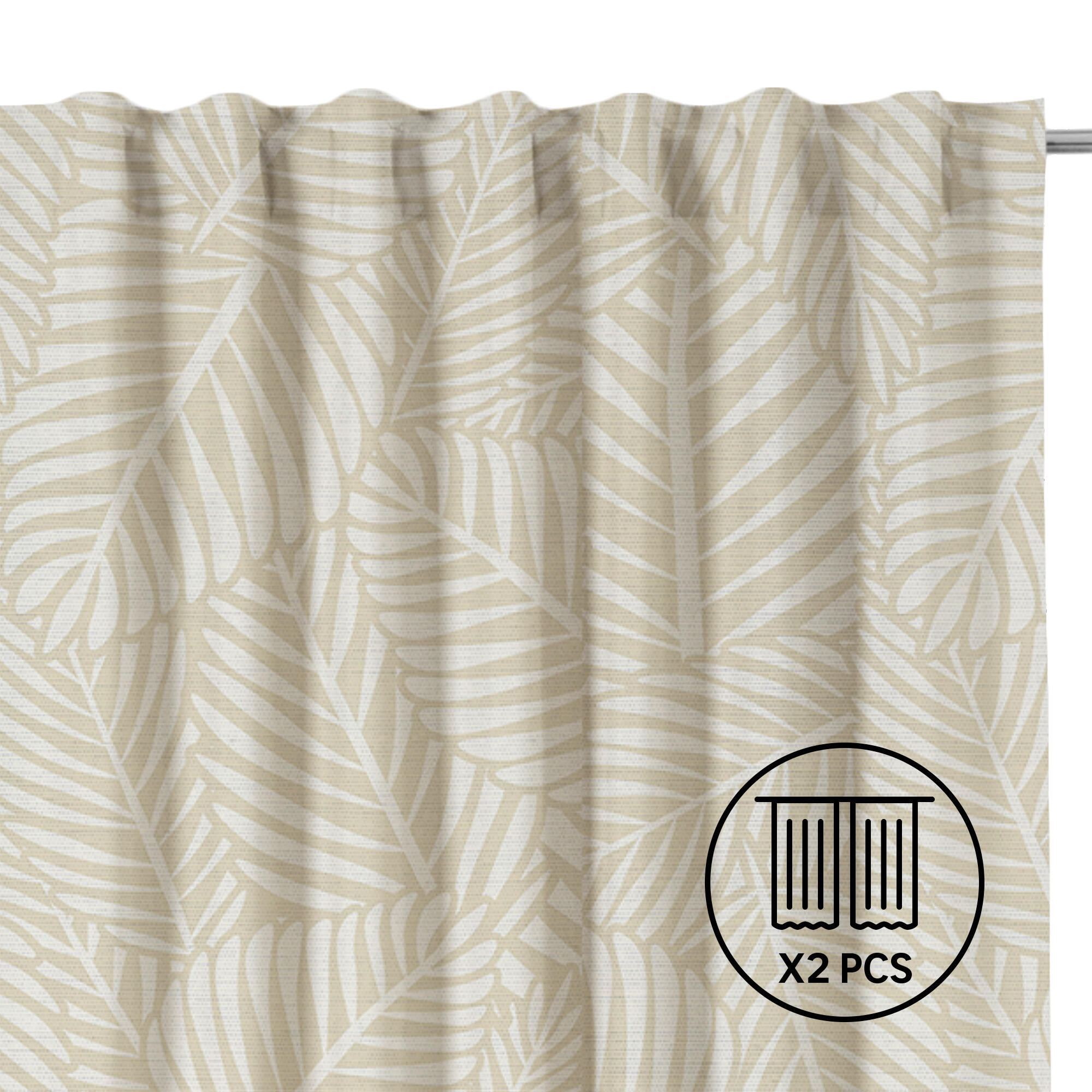 Set 2 cortinas cinta frunce, trabilla oculta new liham inspire de 140x280cm beige navajo cool