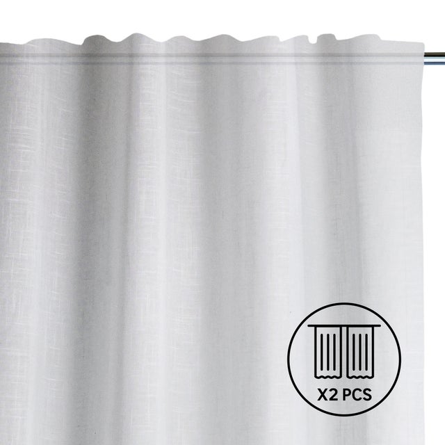 Set 2 Visillos cinta frunce, trabilla oculta New Teo INSPIRE de 200x280cm blanco