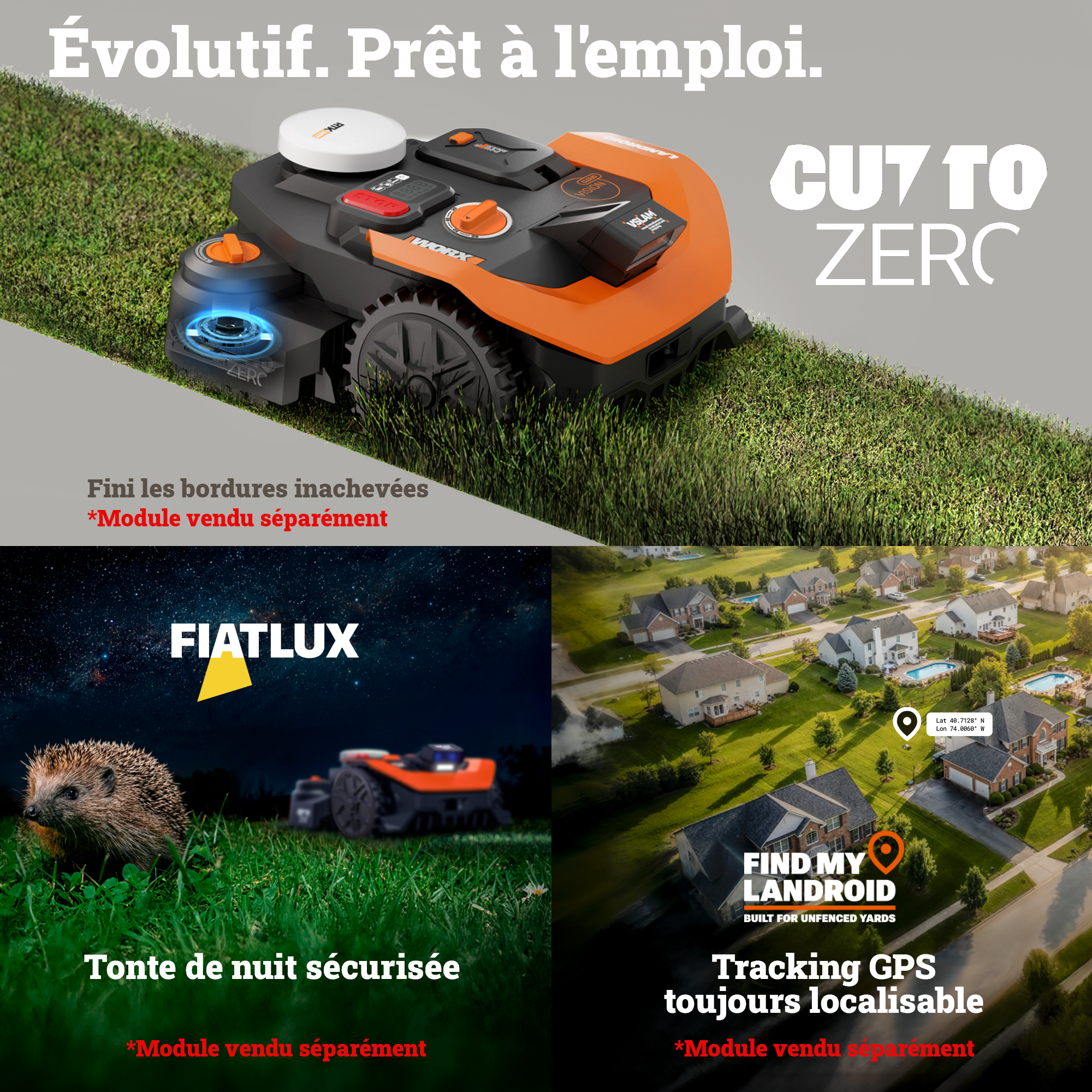 Robot tondeuse connecté sans fil WORX VISION CLOUD 2WD - Jusqu'à 500m² - WR305E - 6