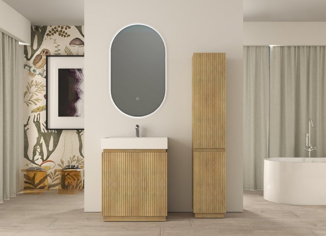 Mobile da bagno sottolavabo Cortina L70 X P45 X H 79cm, cannettato, rovere tabacco
