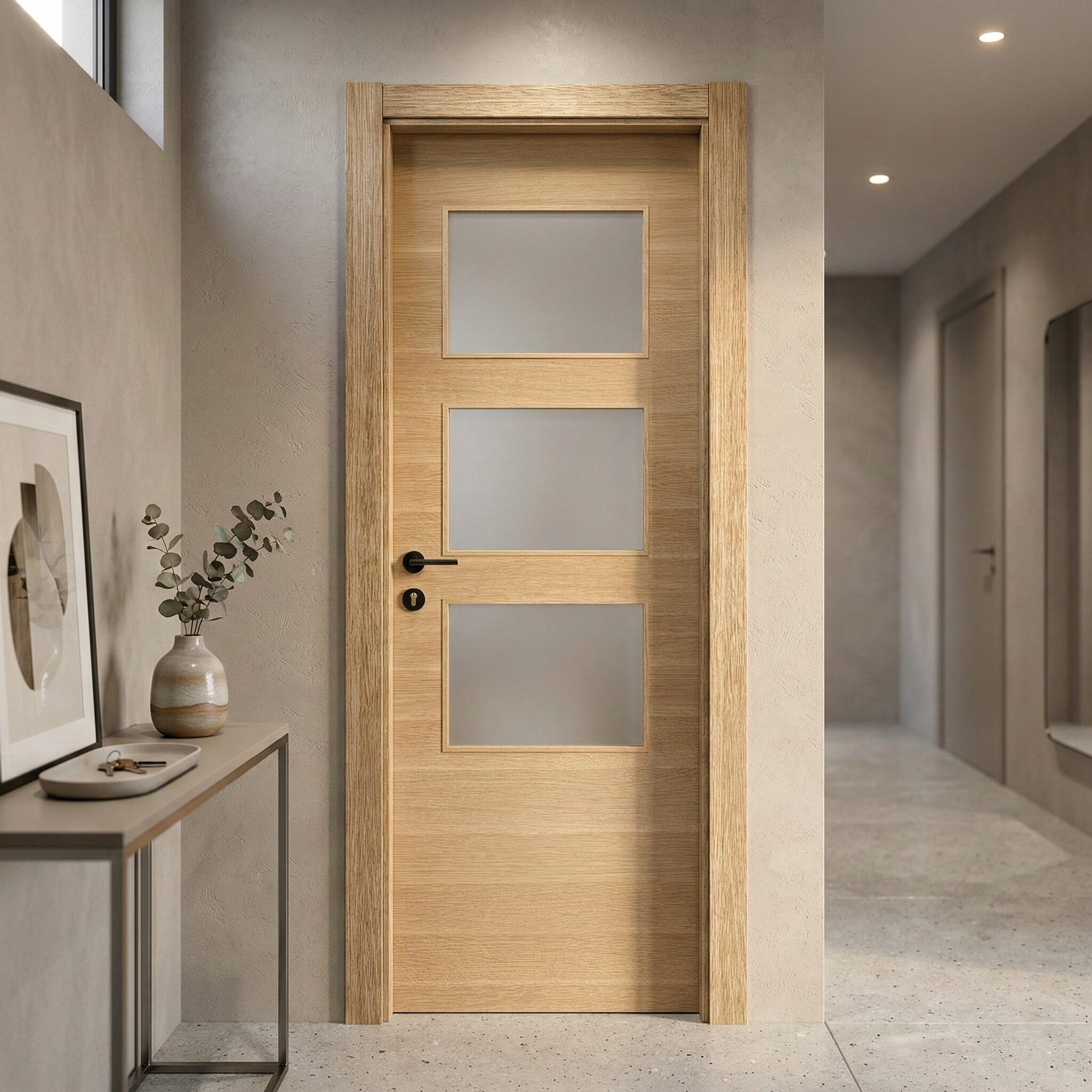 BLOCO DE PORTA CPL CARVALHO HORIZONTAL C/ ABERTURA PARA VIDROS 200X80CM ESQUERDA - 3