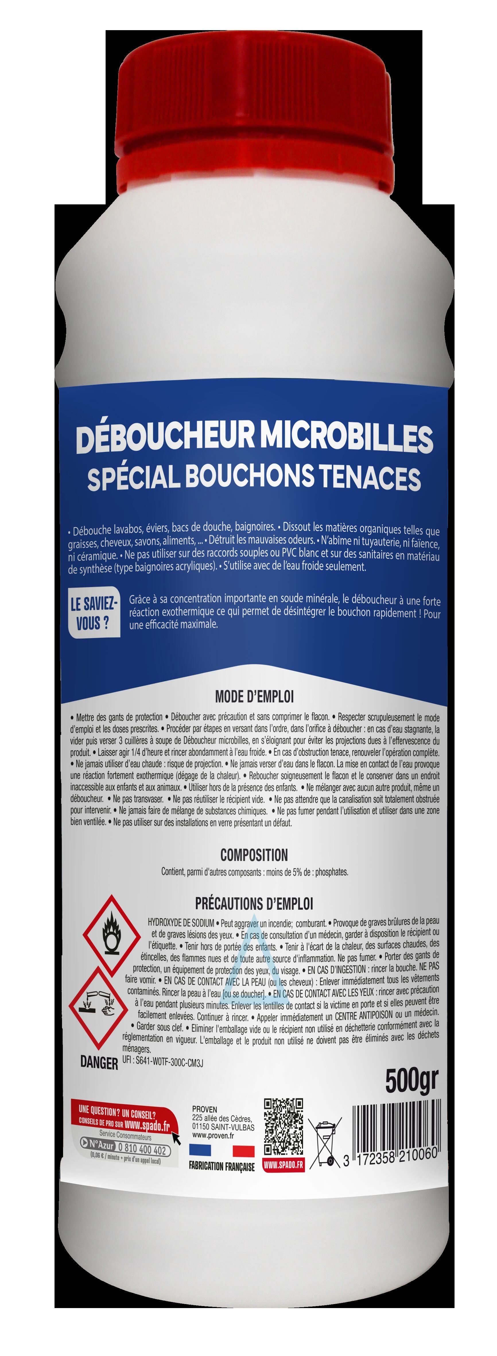 Déboucheur SPADO Microbille eau froide, 500g - 10