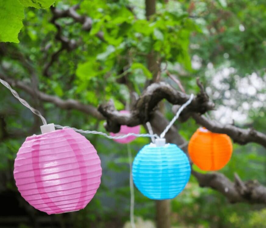 Guirlande solaire 5 mètres 8 boules multicolores, blanc chaud - 5