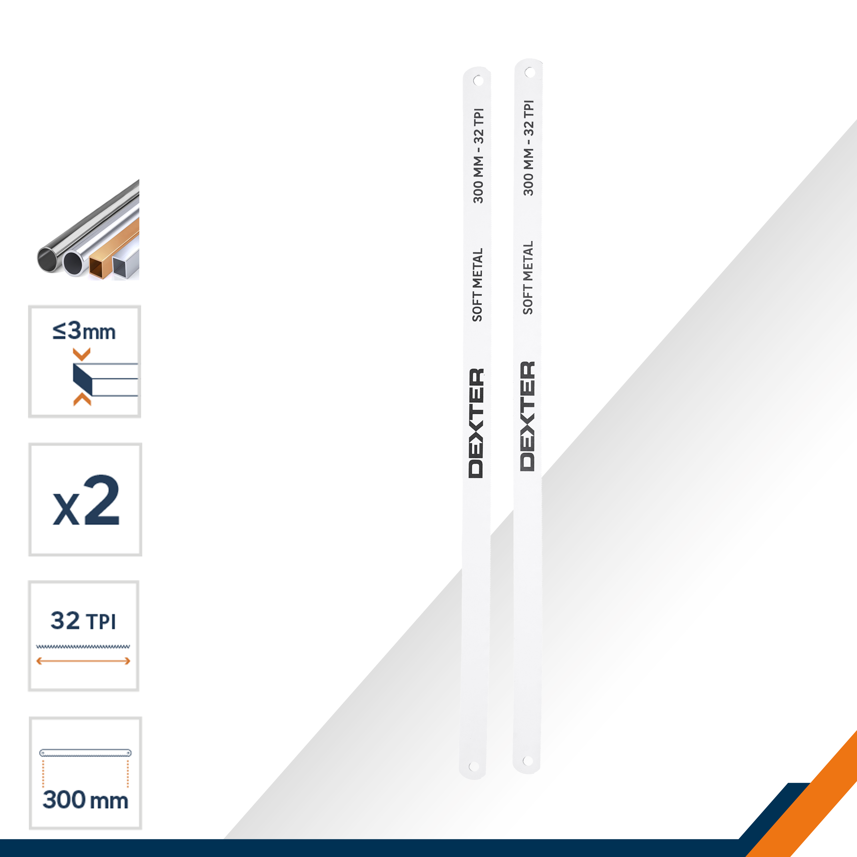 2 Lâminas de serra de esquadria para madeira e plástico 300 mm Dexter 14 TPI - 2