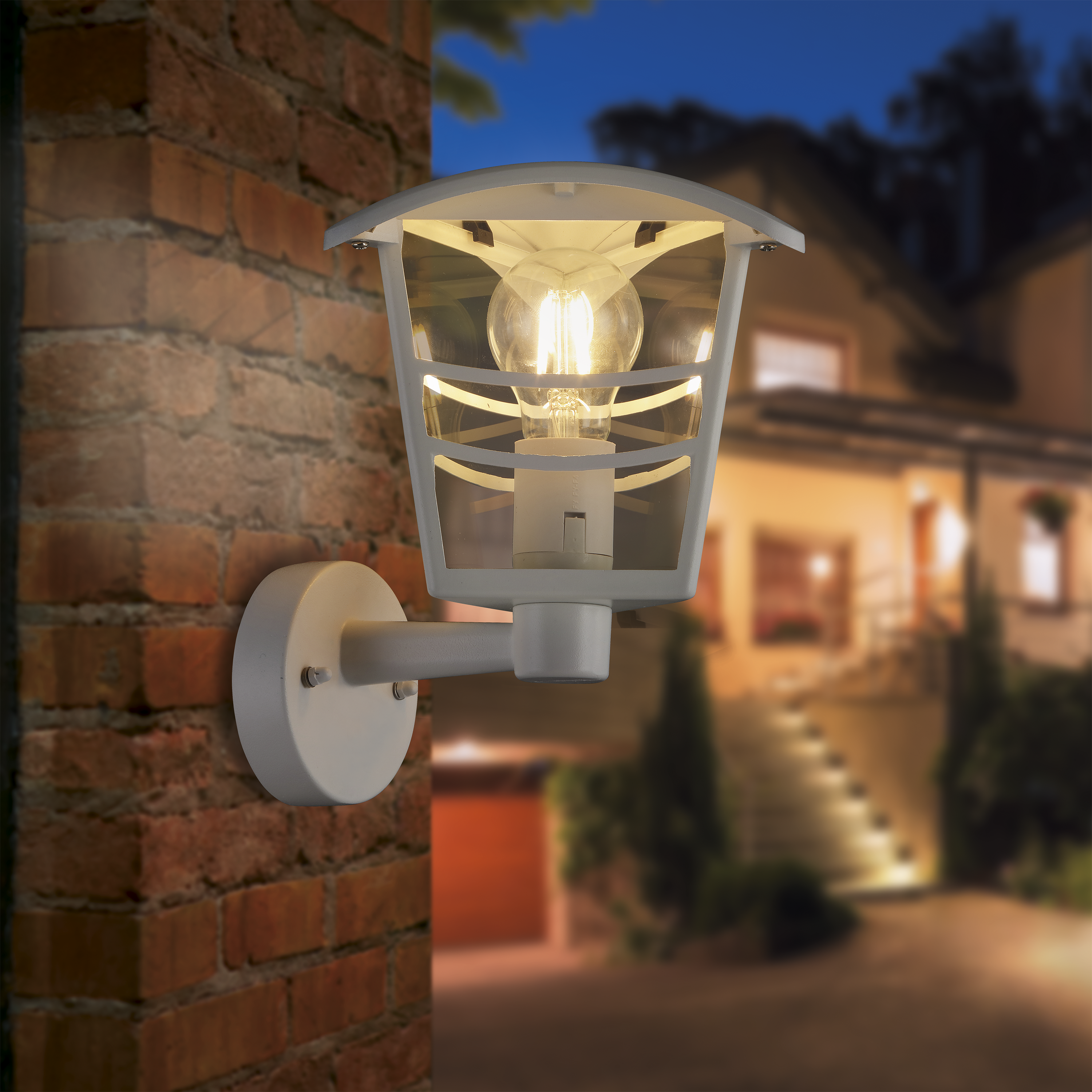 Candeeiro de parede exterior Palama IP44 E27 vidro branco Inspire - 5