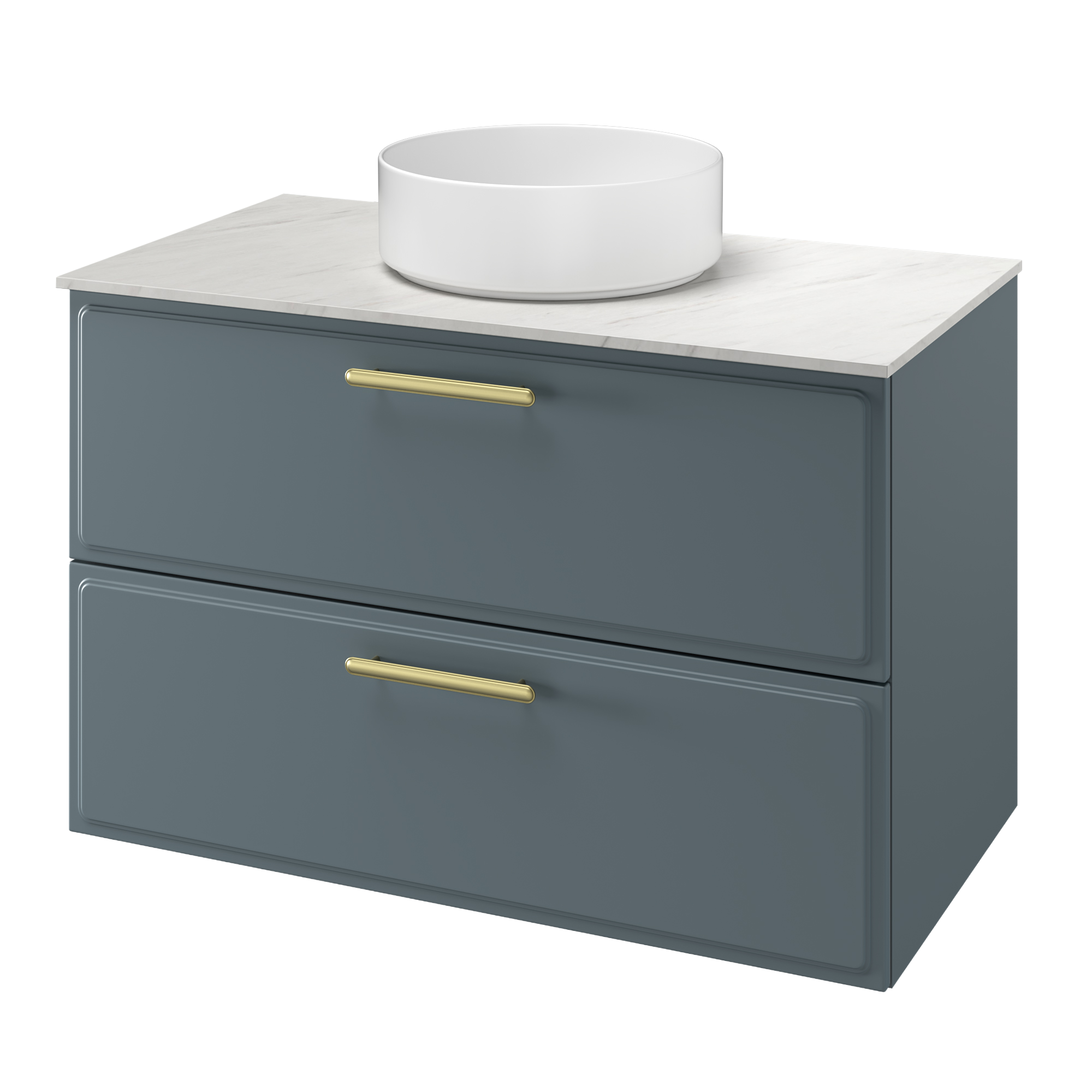 Zestaw szafka pod umywalkę z umywalką nablatową Pearl 2 szuflady 90 cm zielony Sensea