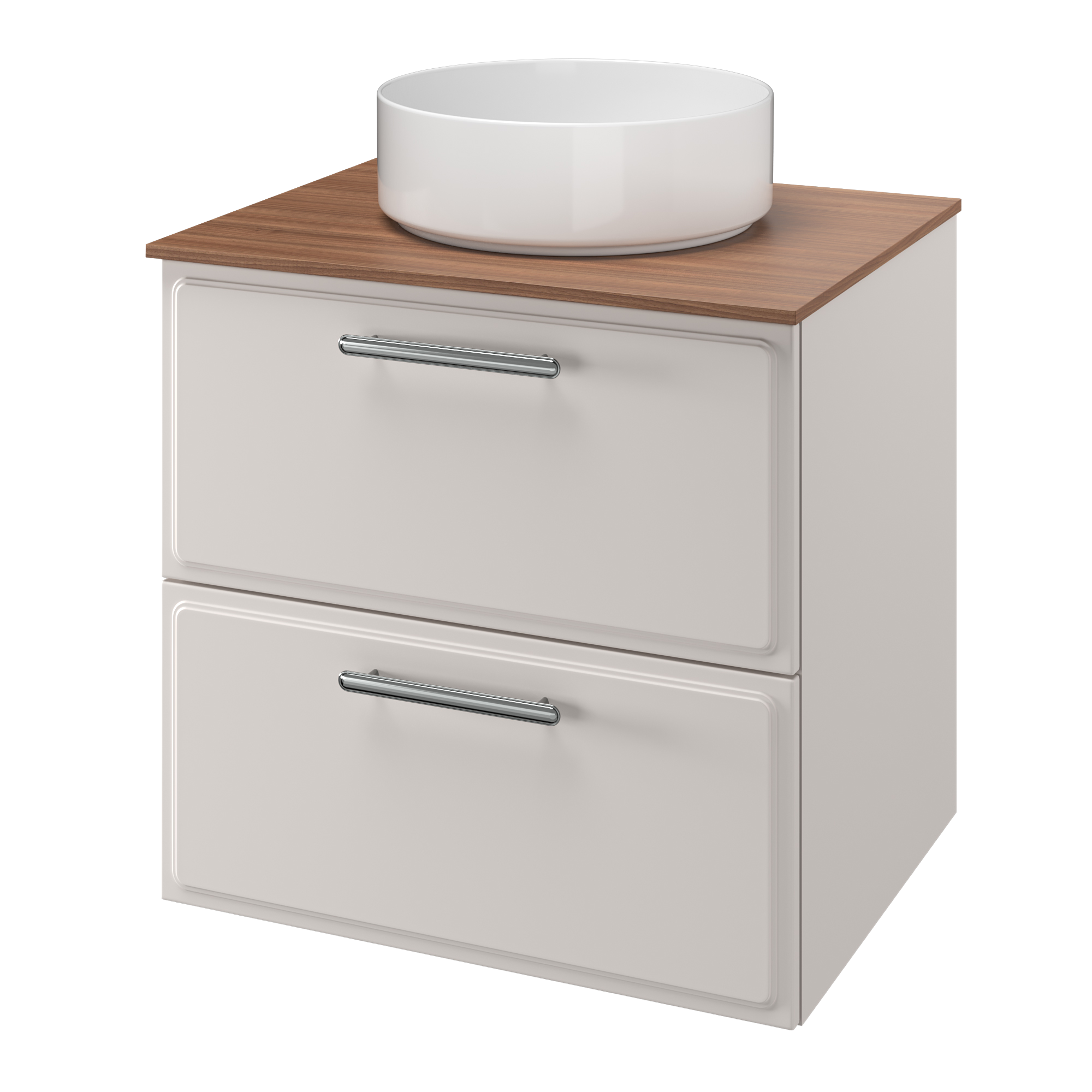 Zestaw szafka pod umywalkę z umywalką nablatową Pearl 2 szuflady 60 cm biała Sensea