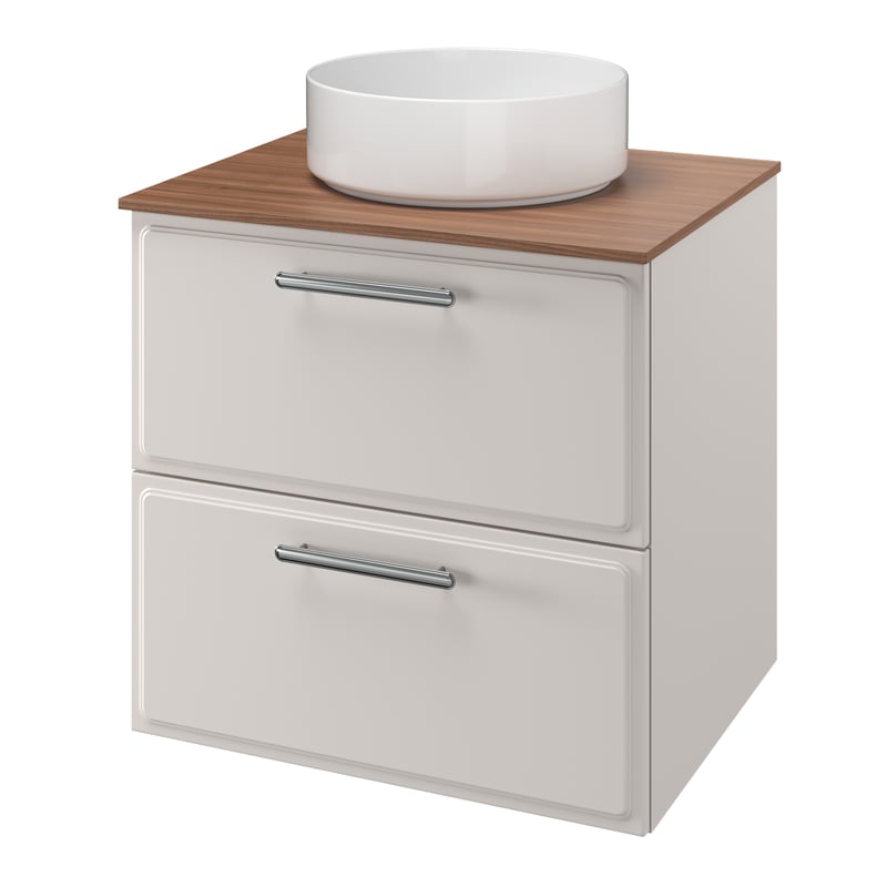Zestaw szafka pod umywalkę z umywalką nablatową Pearl 2 szuflady 60 cm biała Sensea