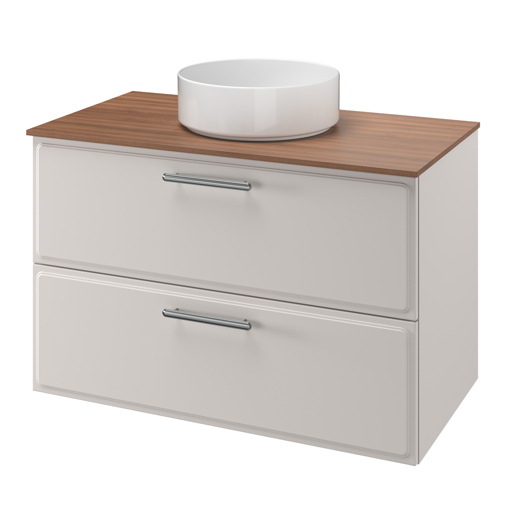 Zestaw szafka pod umywalkę z umywalką nablatową Pearl 2 szuflady 90 cm biała Sensea