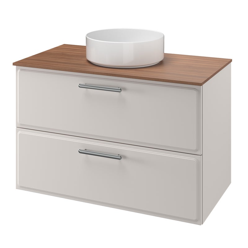 Zestaw szafka pod umywalkę z umywalką nablatową Pearl 2 szuflady 90 cm biała Sensea