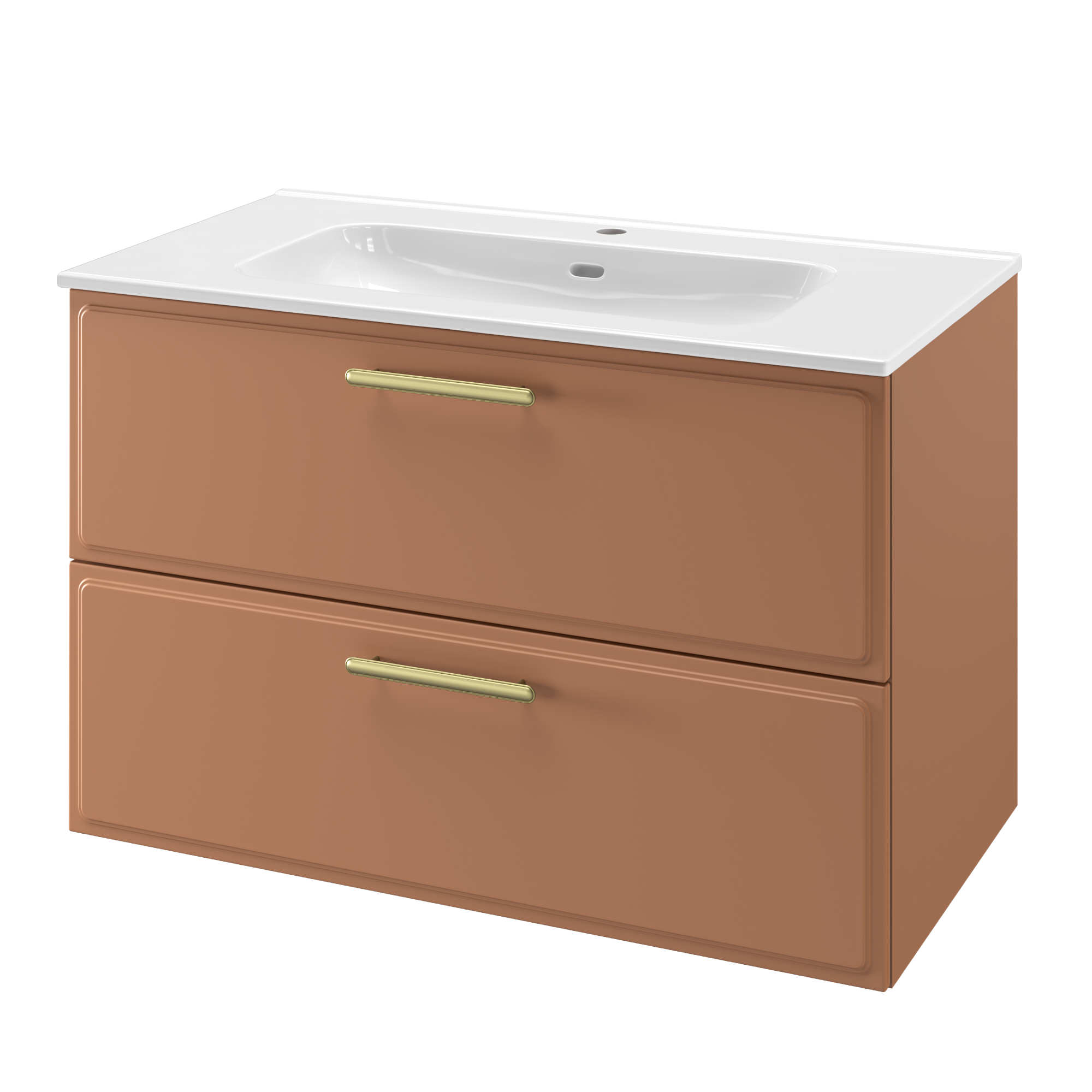 Zestaw szafka pod umywalkę z umywalką Pearl 2 szuflady 90 cm terrakota Sensea