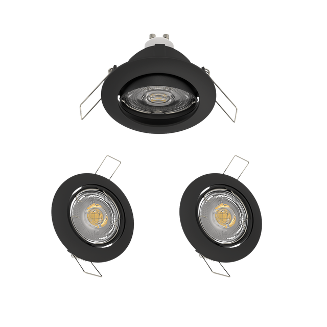 Oprawa wpuszczana oczko Clane 3 szt. GU10 450 lm 3.9W neutralna barwa 8.2 cm czarna IP20 Inspire